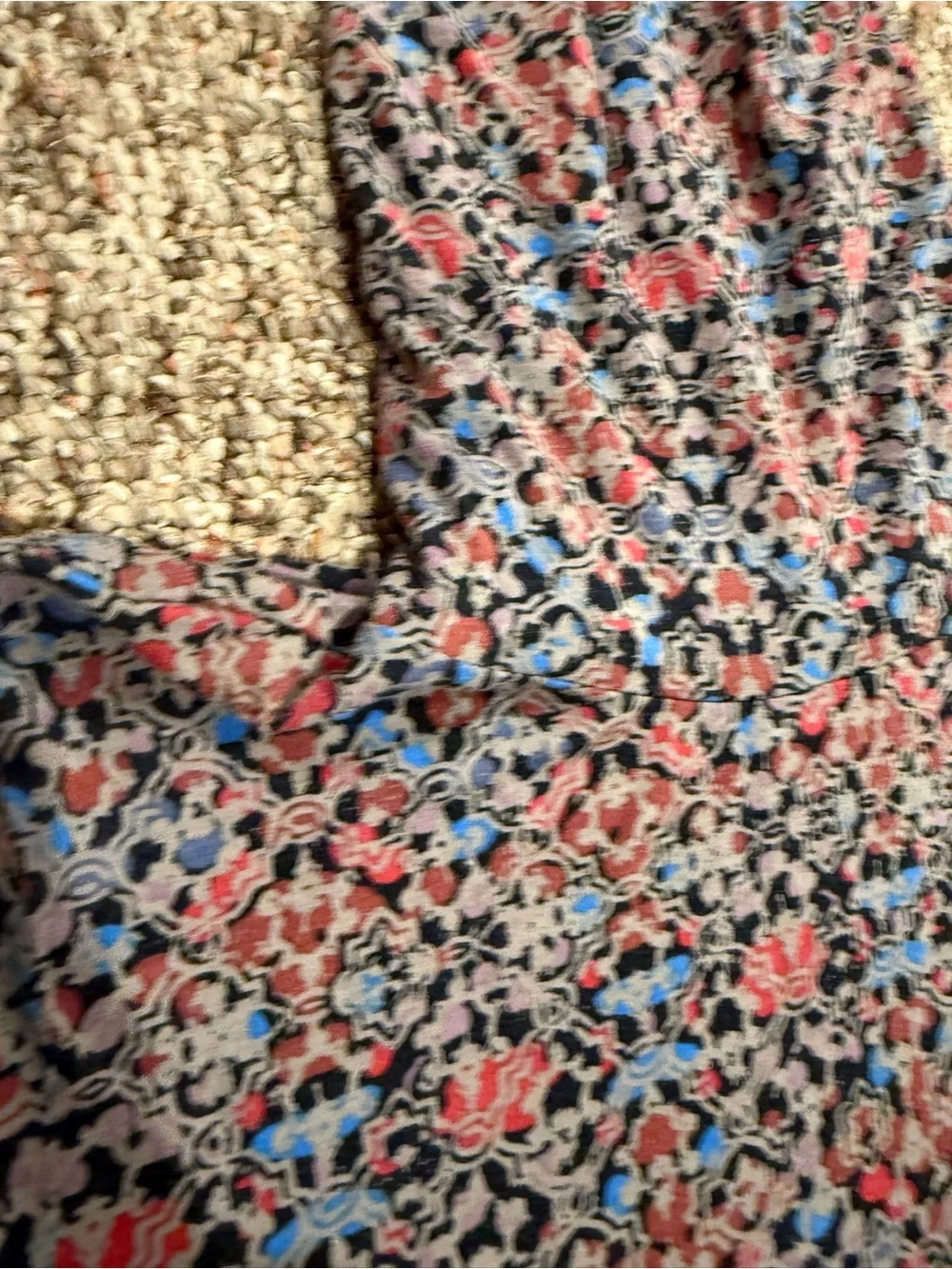Floral Print Turtleneck Long-Sleeve Top - Pink & Blue